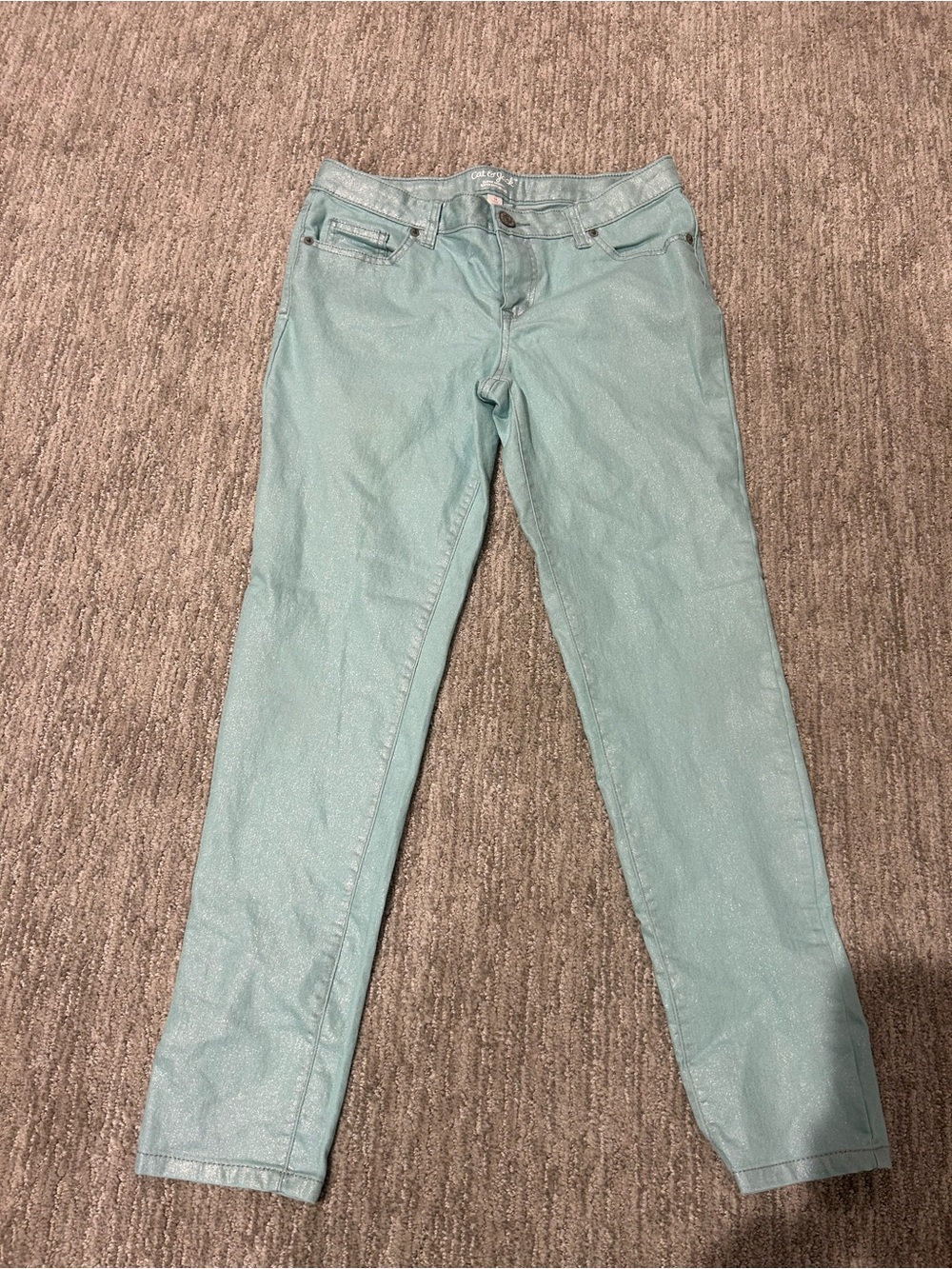 Girls Mint Skinny Jeans - Light Seafoam Green